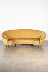 1950s Curved Velvet Sofa