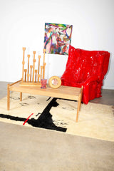 Black, Cream and Red Moroccan Rug