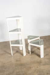 Tony' Triangular Side Table with Wood Frame