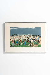 Abstract Beach Painting, framed