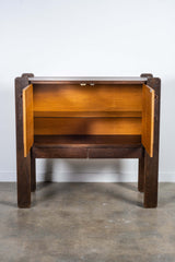 Brutalist Leather-Front Cabinet