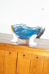 Big Collina Vase, Clear Light Blue, Matte Pumpkin, Lilac Feet