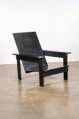 Black Slat Lounge Chair in the style of Gerrit Rietveld