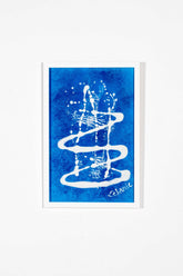 Blue and White Drip Painting