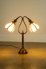 Brass Lamp with Glass Shades