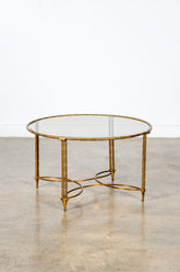 Brass Coffee Table with Smoked Glass Top