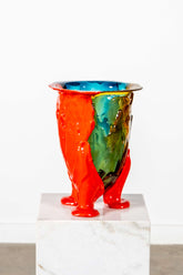 Amazonia Vase (Large), Clear Emerald, Clear Amber and Matte Coral