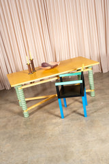 1970s Italian Dining Table with Turned Wood Legs