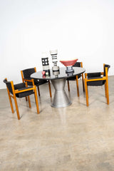 1980s Marble Top Hourglass Base Dining Table