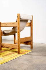 Belgian Pine Chair with Vintage Linen Sling Seat
