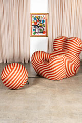 La Mamma' Up 5/6 Lounge Chair & Ottoman, Red Stripe