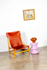 Burgundy Leather Highback Lounge Chair