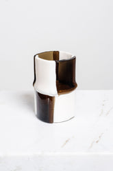 Bamboo Vase (Small), Dark Grey and White