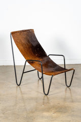 Black Wire And Hide Sling Chair In The Style Of Vernor Panton