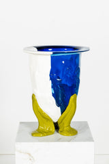 Amazonia Vase (Large), Clear Blue and Matte White, Green Feet