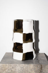 Bamboo Vase (Large), Dark Grey and White