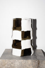 Bamboo Vase (Large), Dark Grey and White