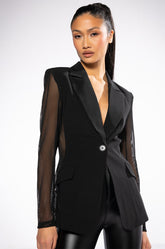 MESH BODICE AND SLEEVE BLAZER