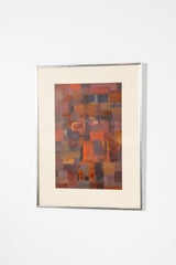 "Reds", Abstract Painting in Silver Frame