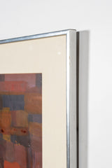 "Reds", Abstract Painting in Silver Frame
