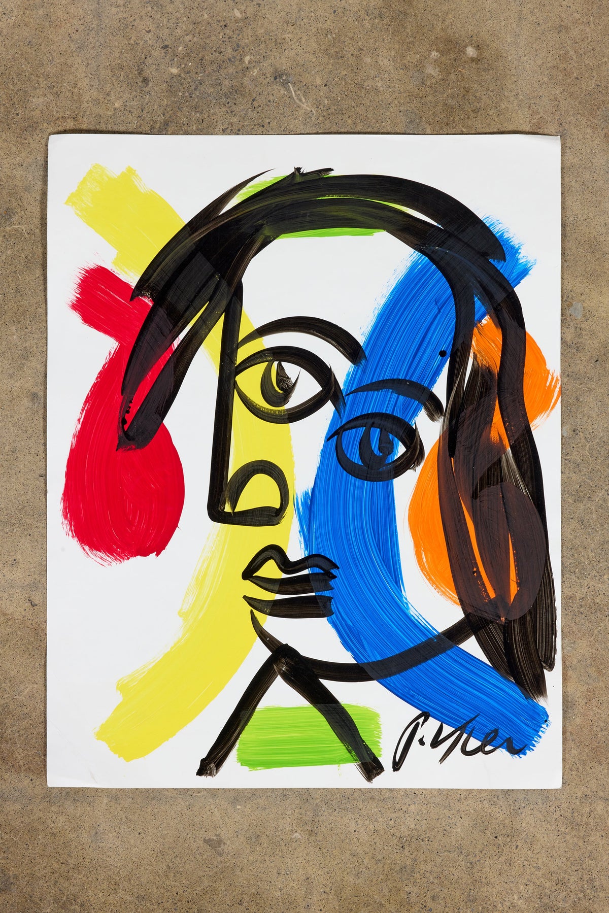 Abstract Portrait on Paper, Unframed 1