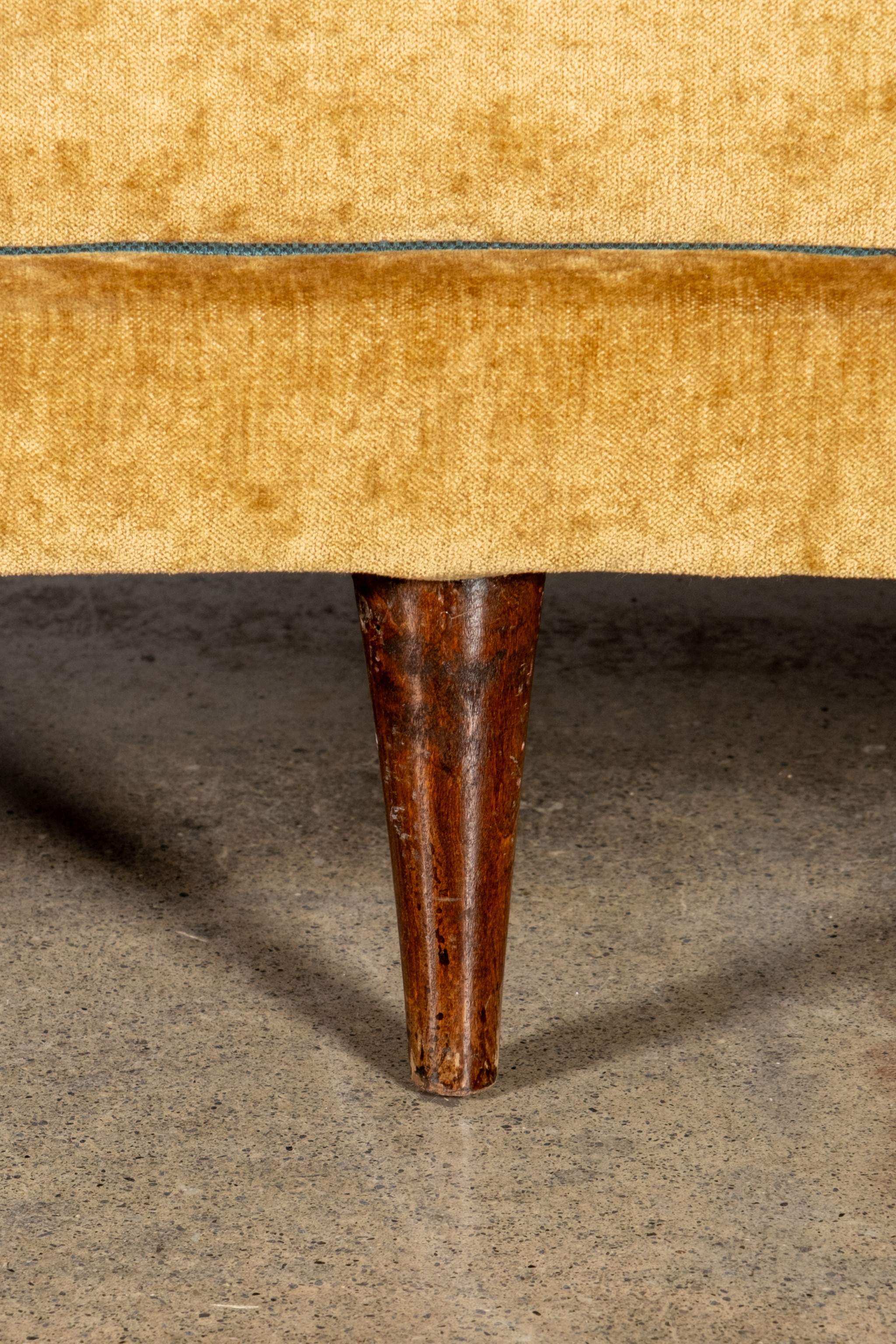 1950s Curved Velvet Sofa