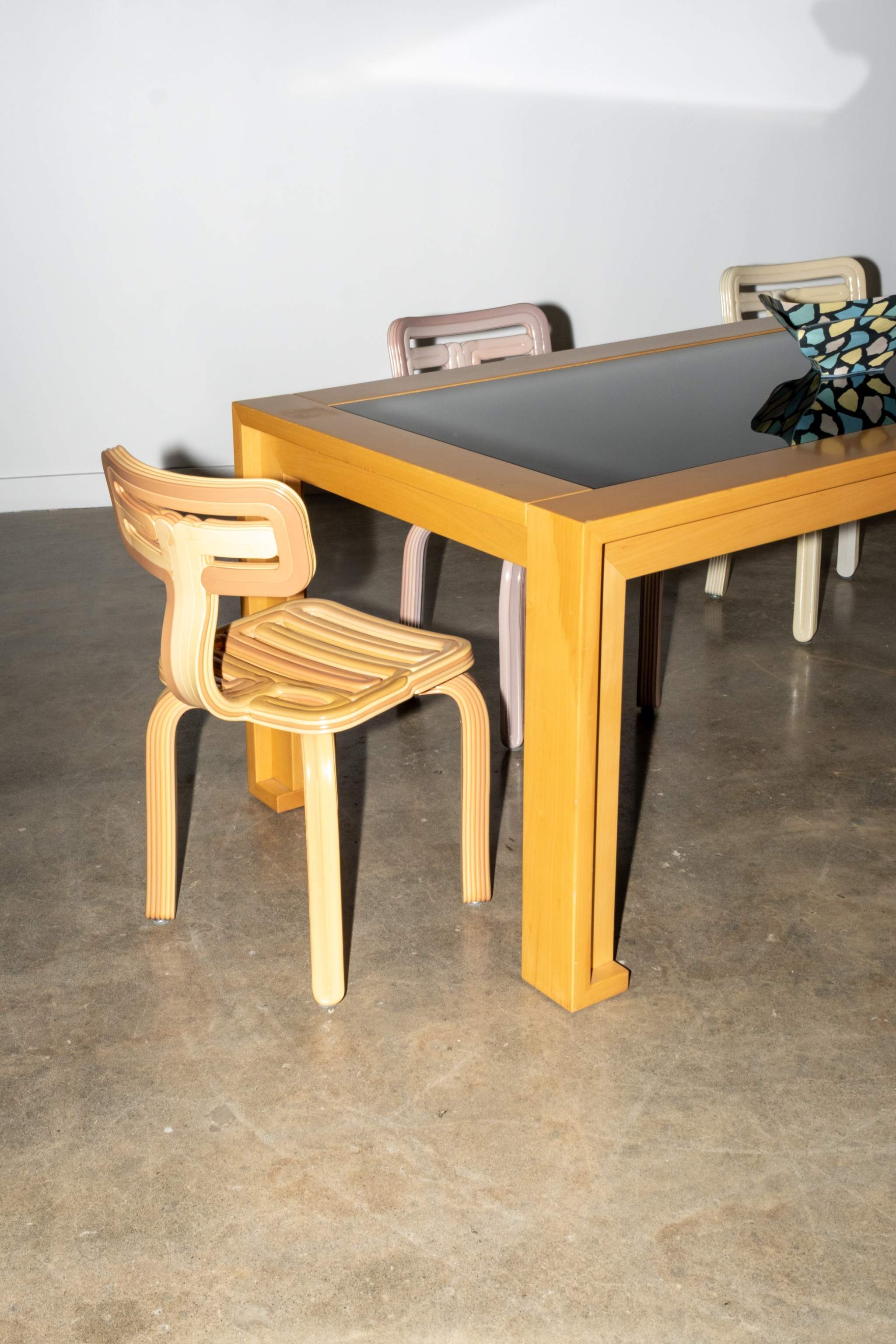 1980s Wood and Smoked Glass Dining Table