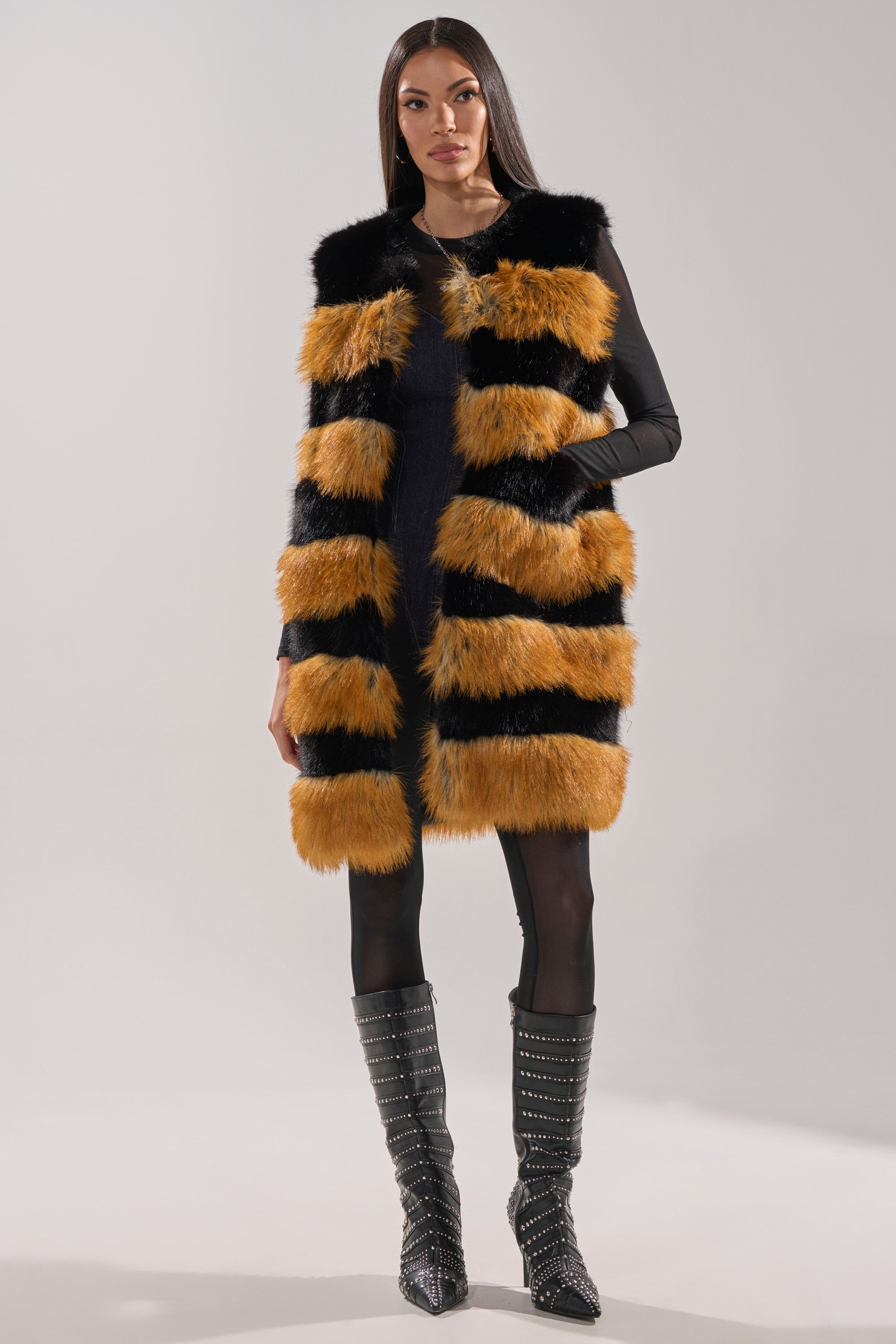 IN ANOTHER LIFE PANELED FUR VEST