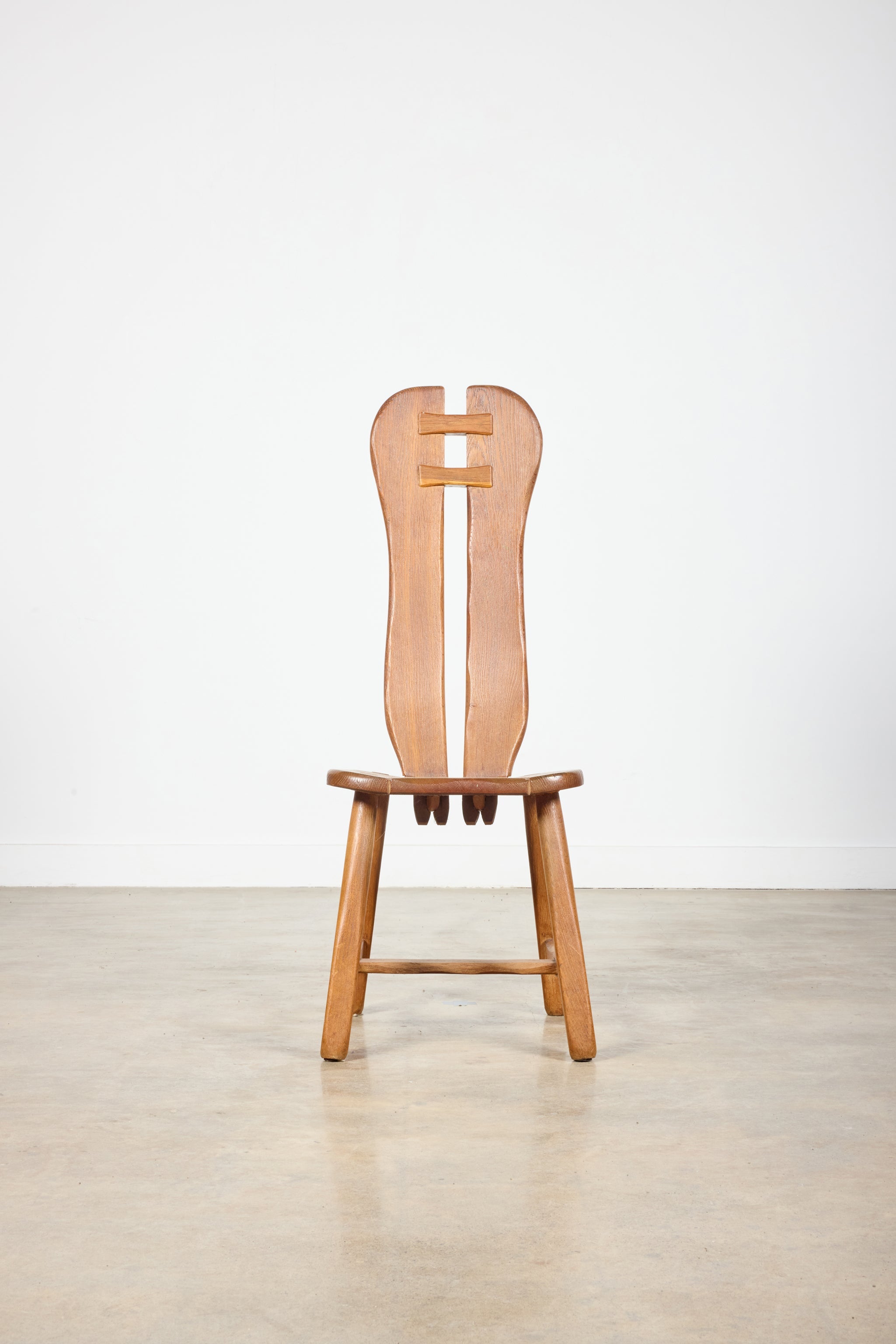 Brutalist Oak Chairs, Set of 6