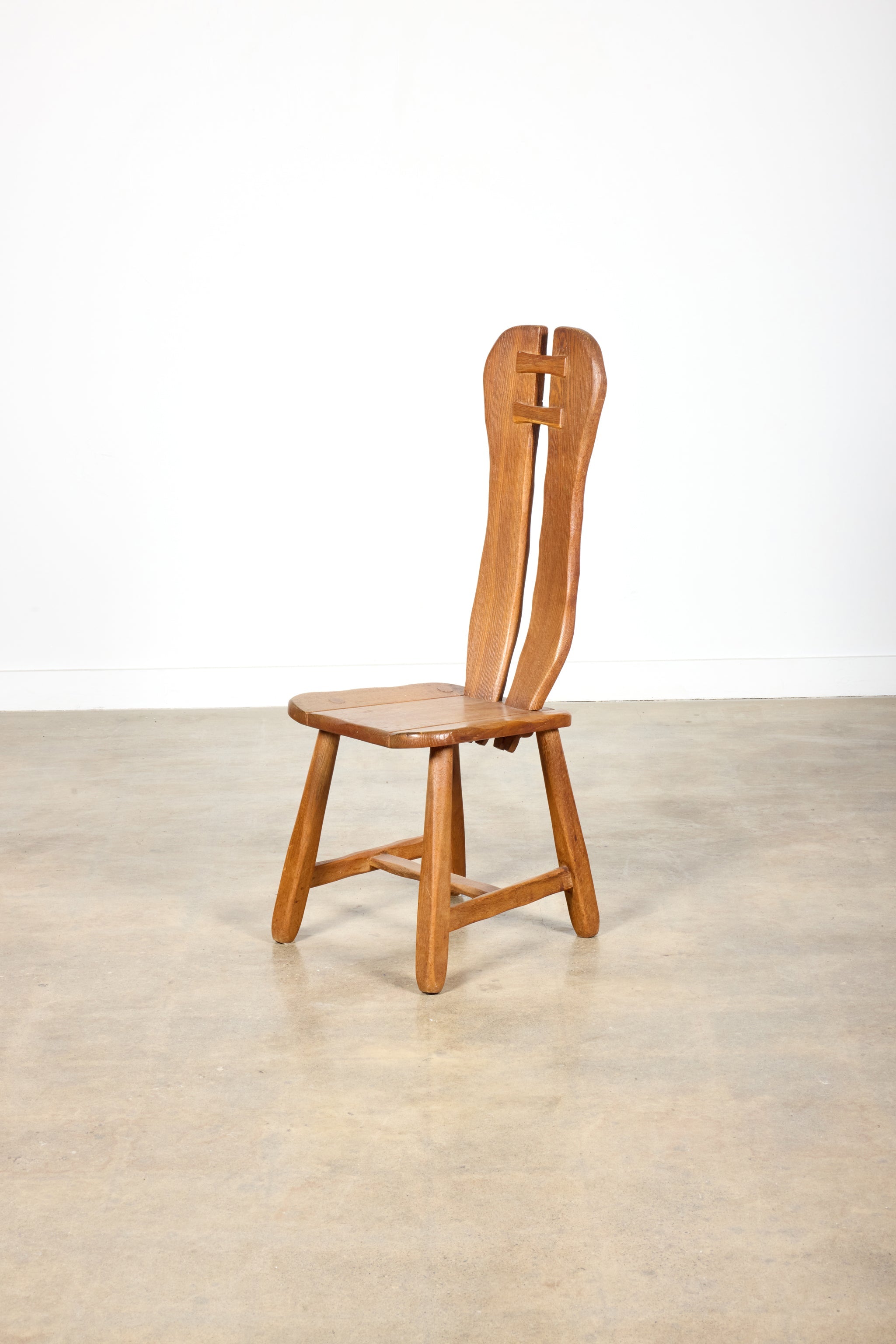 Brutalist Oak Chairs, Set of 6