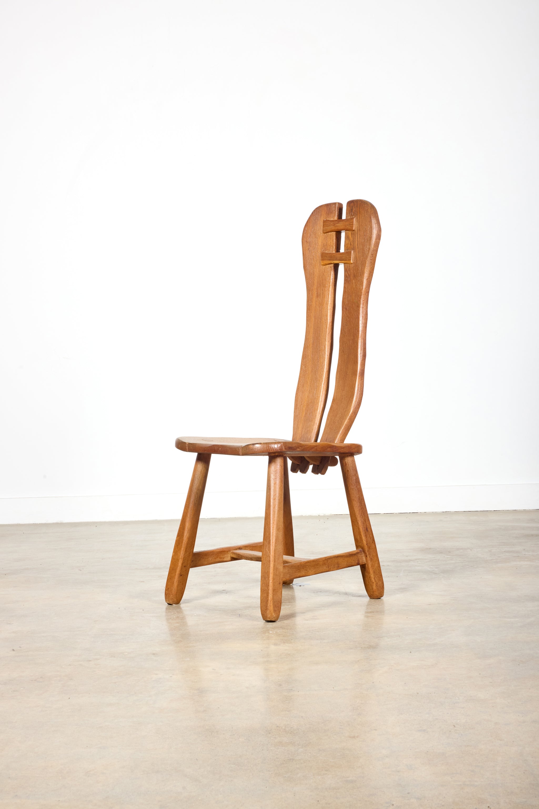 Brutalist Oak Chairs, Set of 6