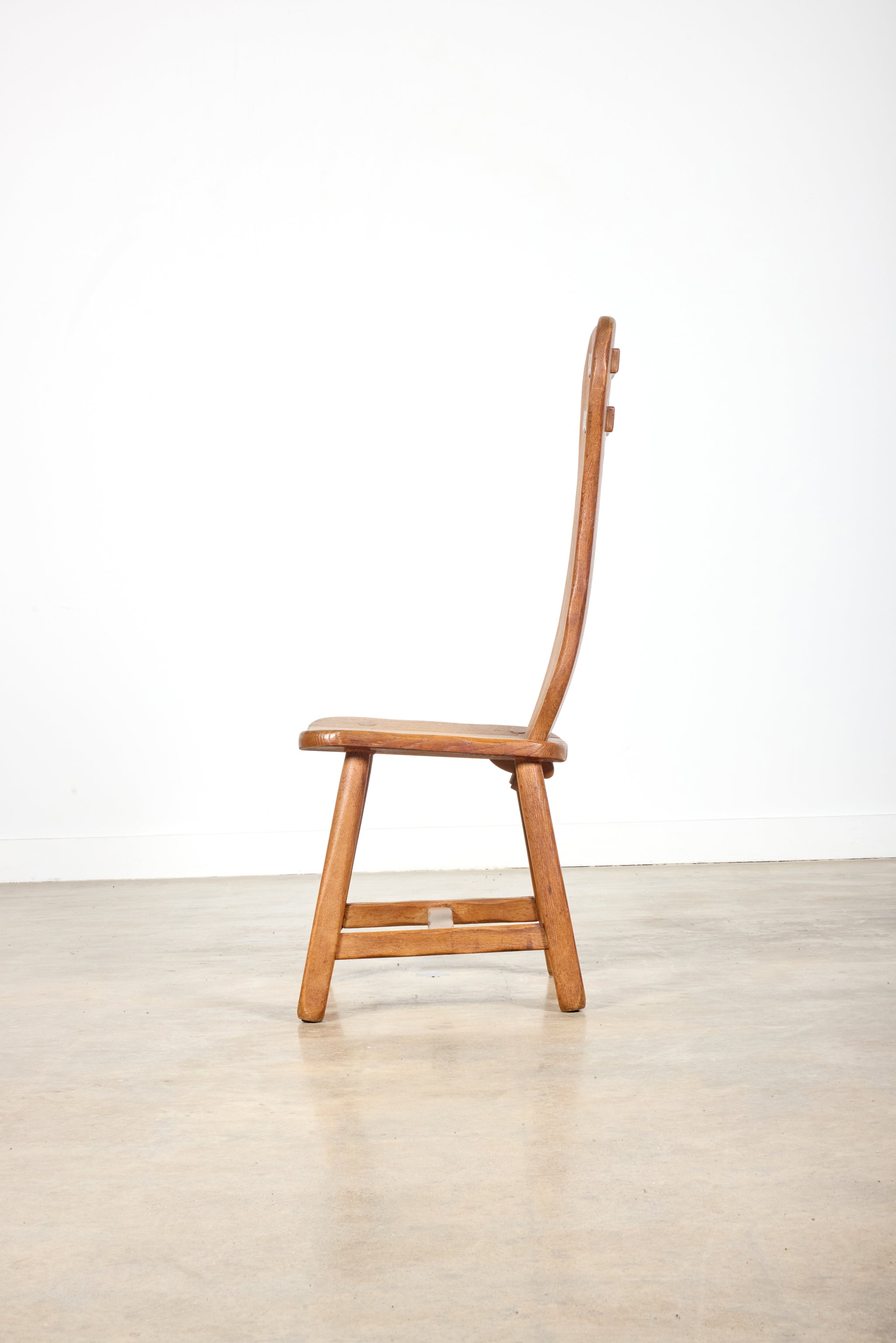 Brutalist Oak Chairs, Set of 6