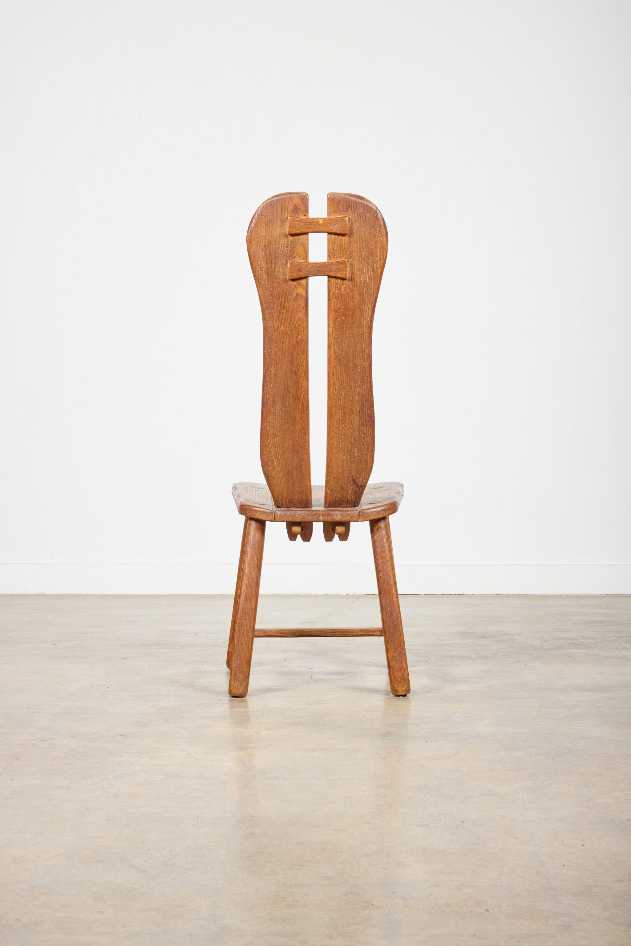 Brutalist Oak Chairs, Set of 6