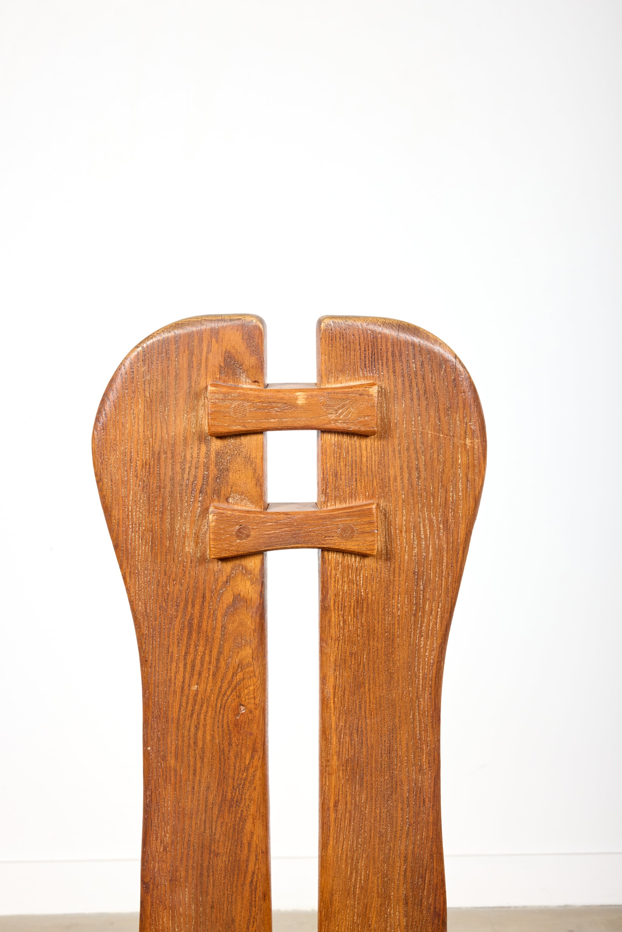 Brutalist Oak Chairs, Set of 6