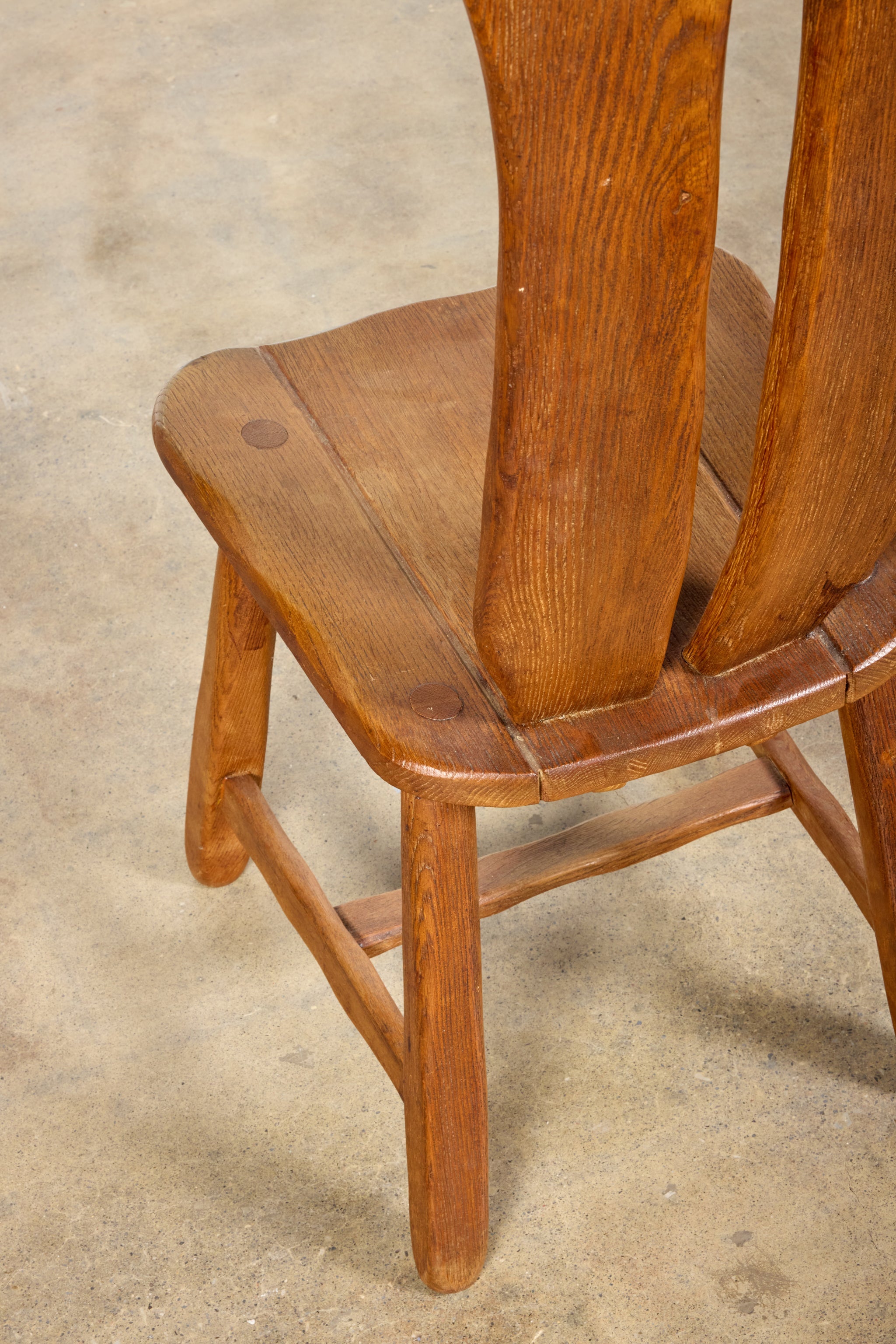 Brutalist Oak Chairs, Set of 6