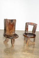 3-legged African Wood Chair with Flat Back