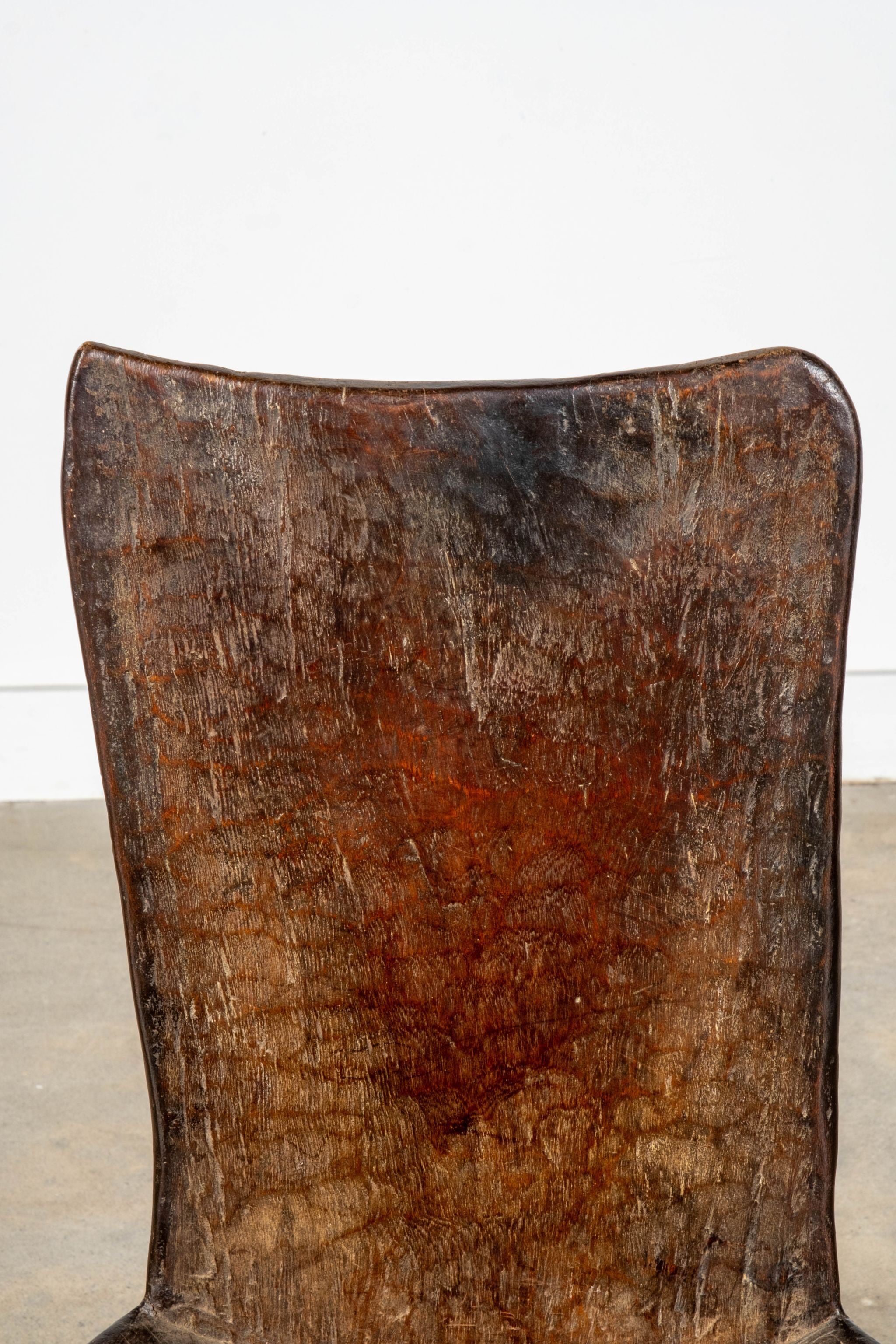 3-legged African Wood Chair with Flat Back
