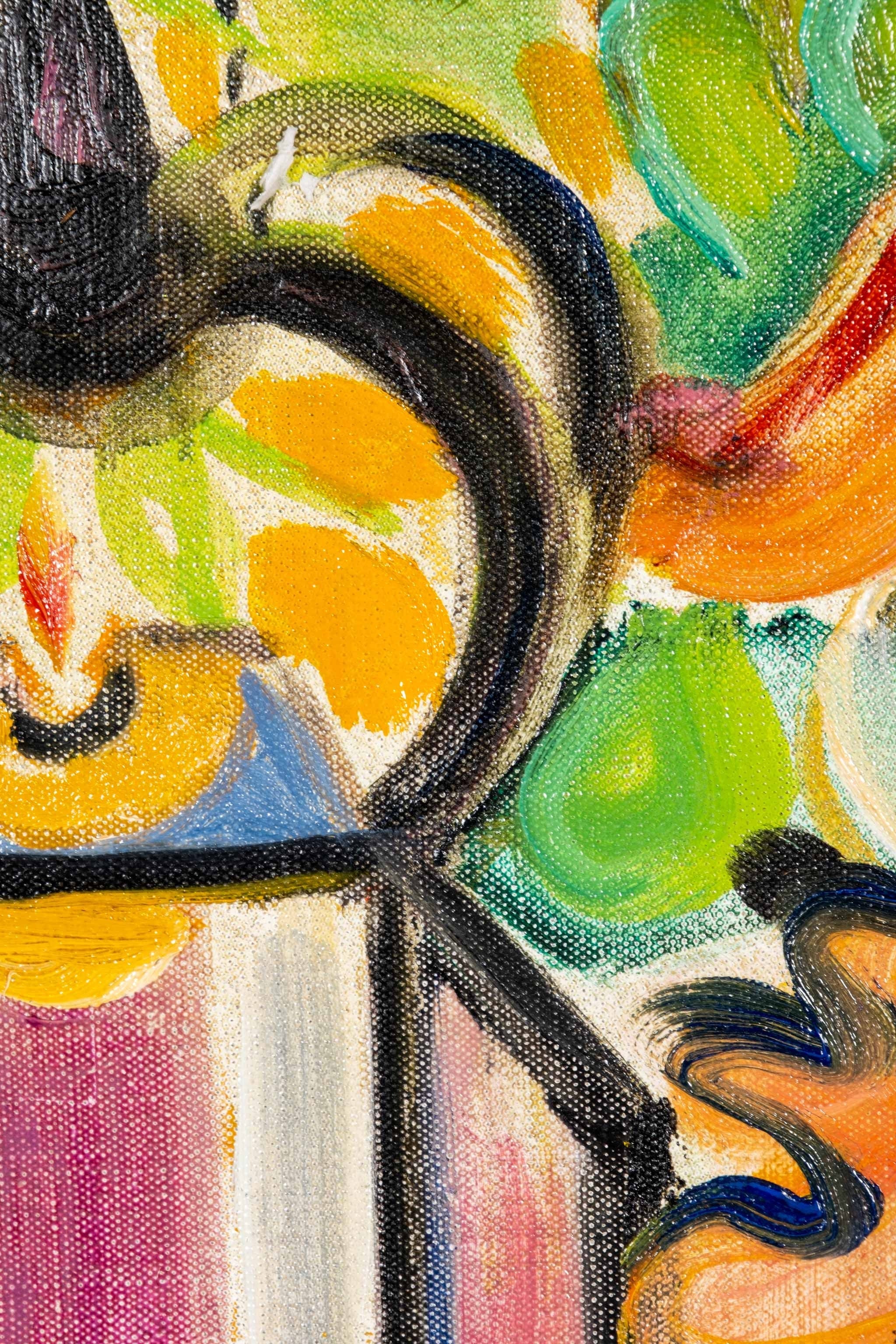 Abstract French Florals in Wood Frame
