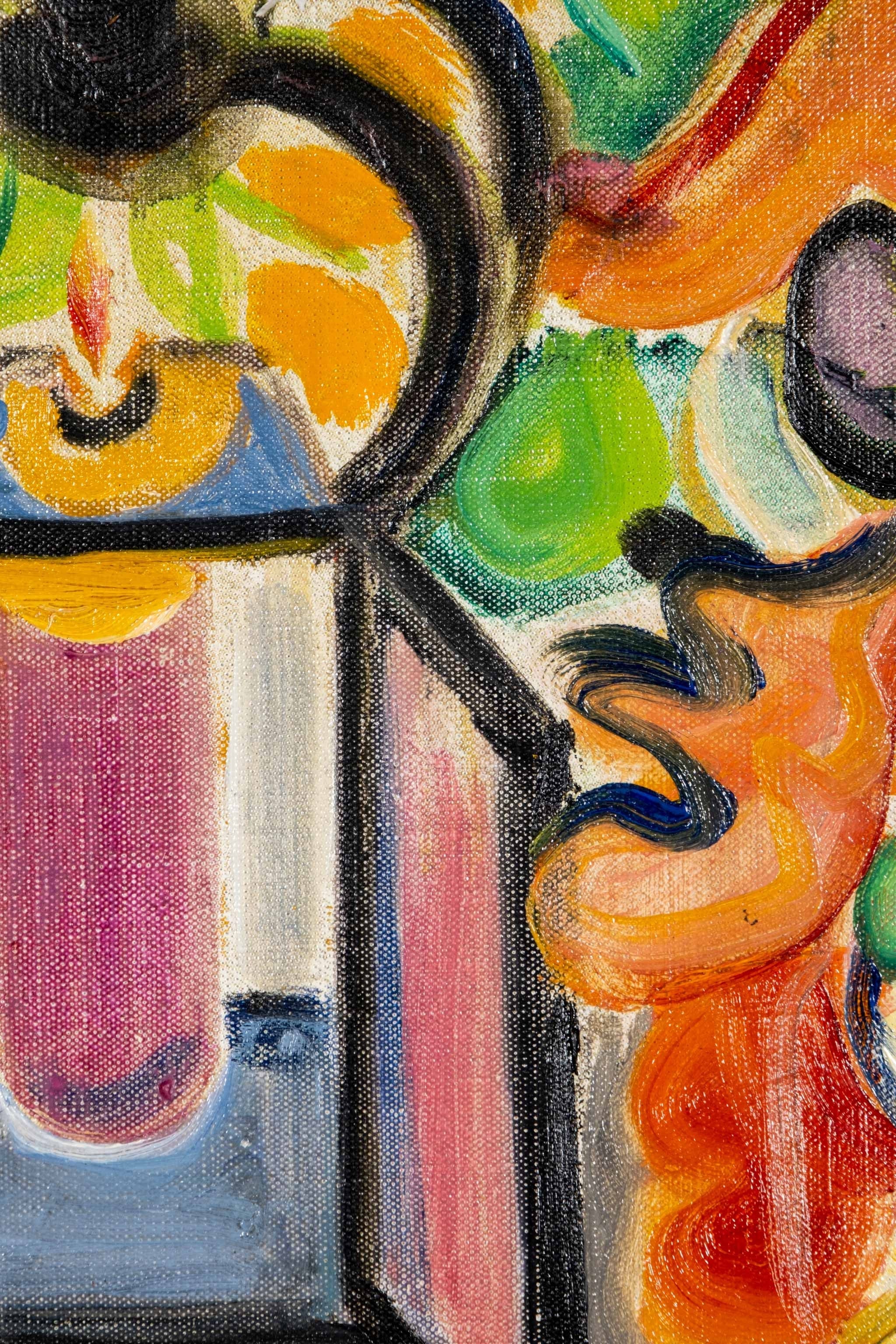 Abstract French Florals in Wood Frame