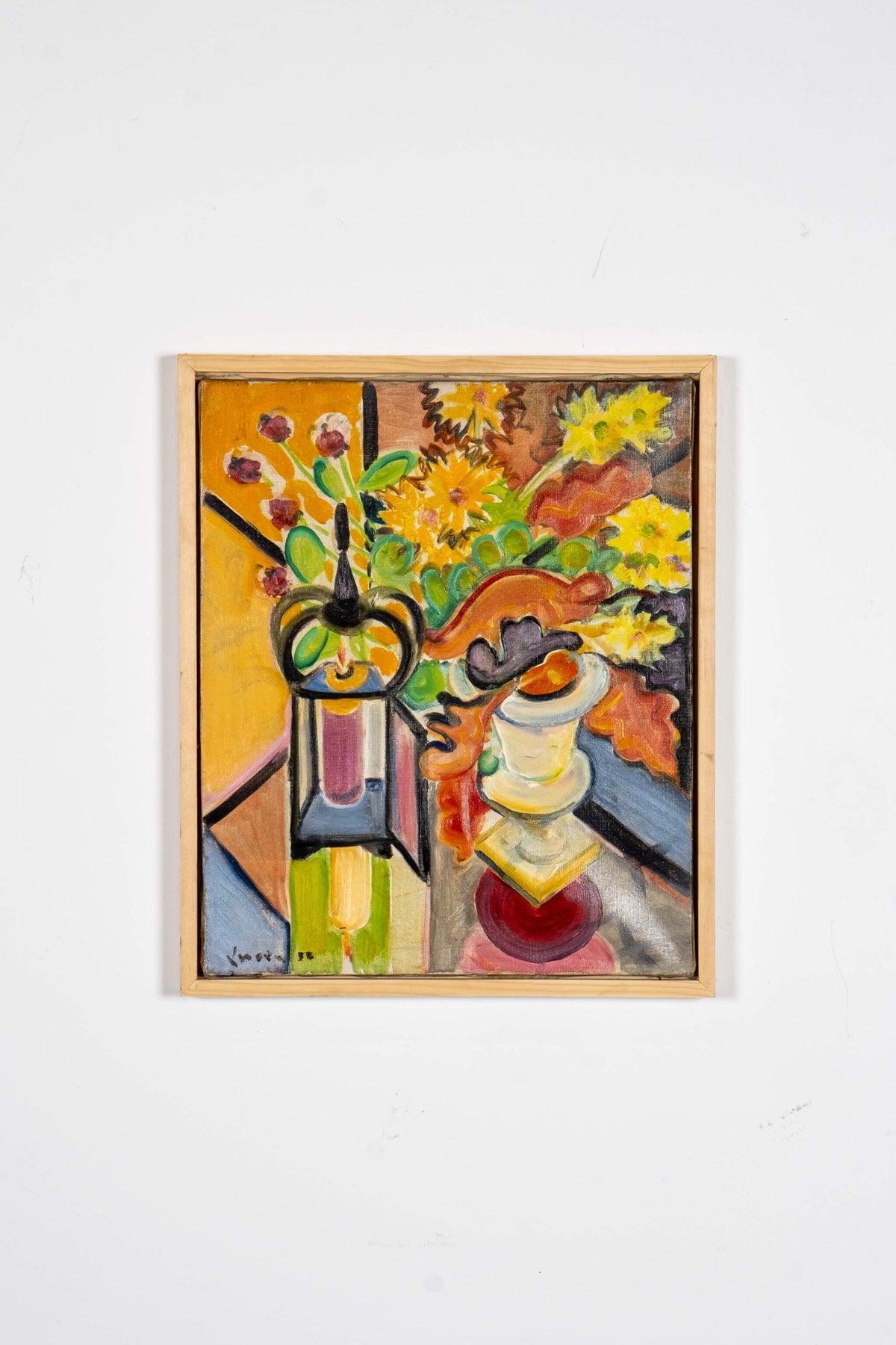 Abstract French Florals in Wood Frame