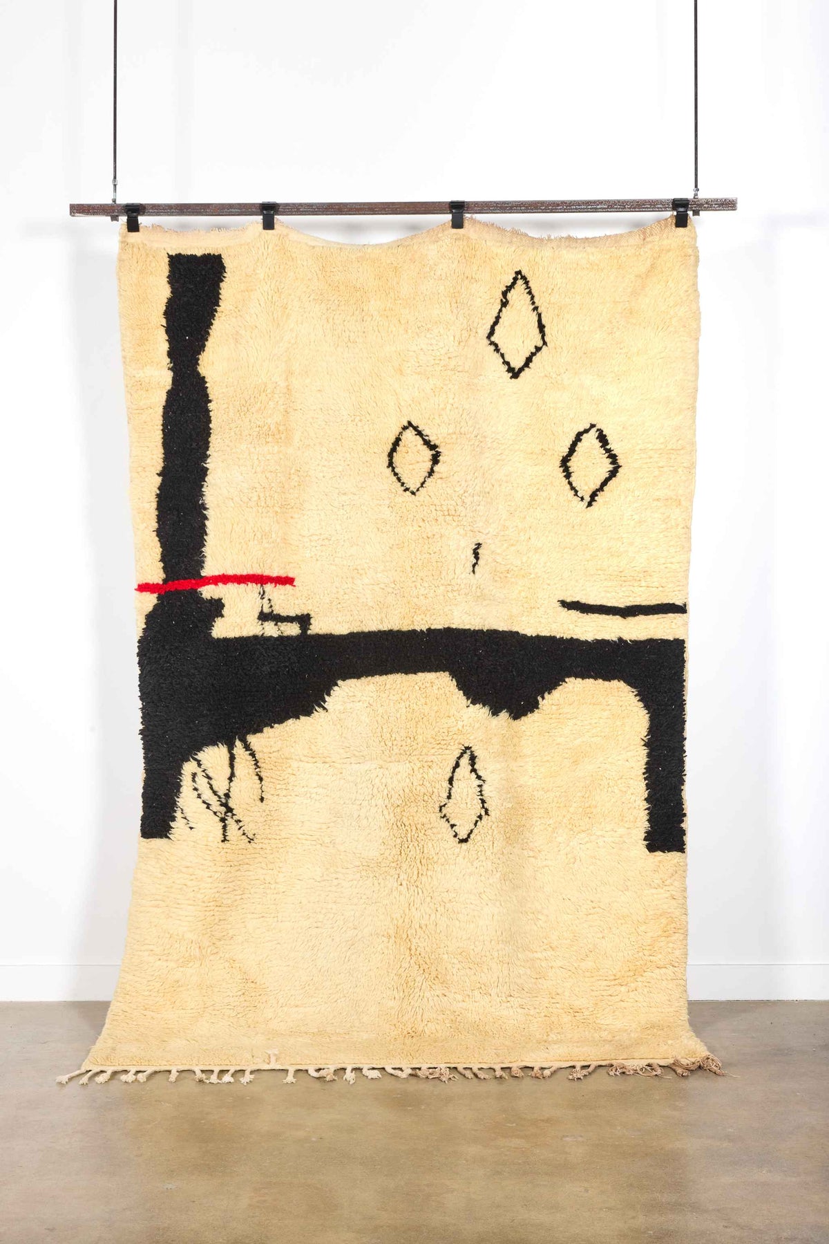 Black, Cream and Red Moroccan Rug