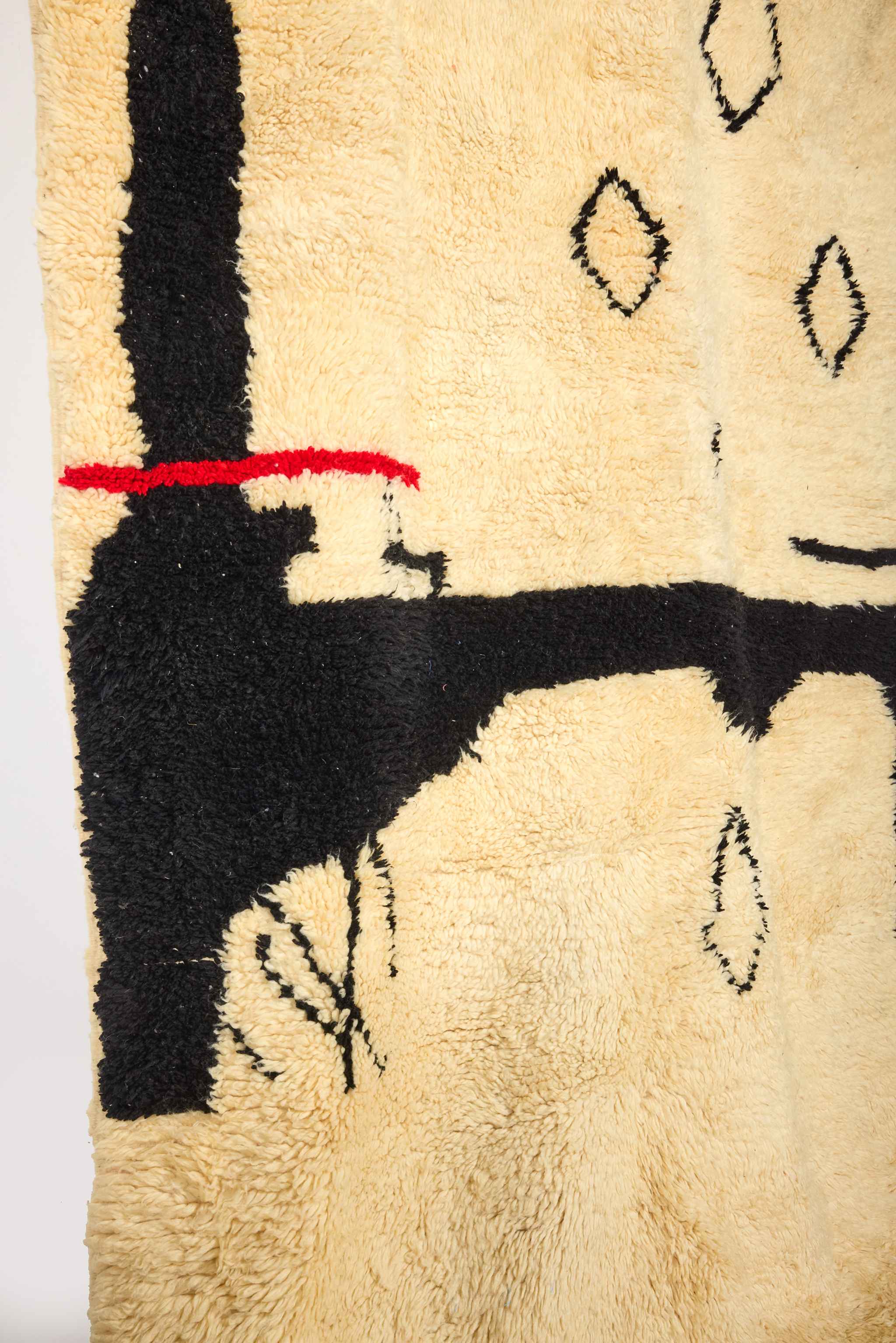 Black, Cream and Red Moroccan Rug