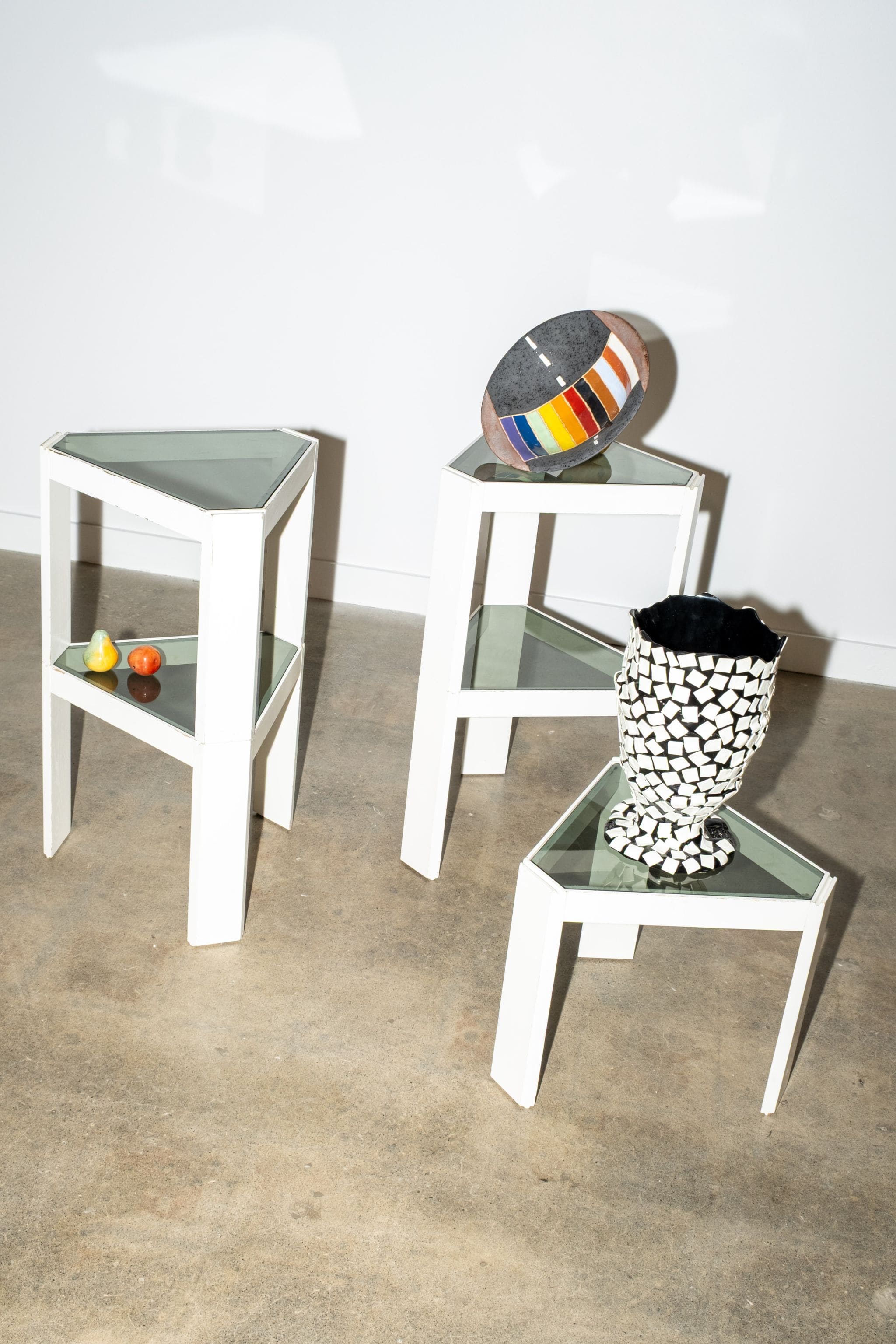 Tony' Triangular Side Table with Wood Frame
