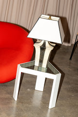 Tony' Triangular Side Table with Wood Frame
