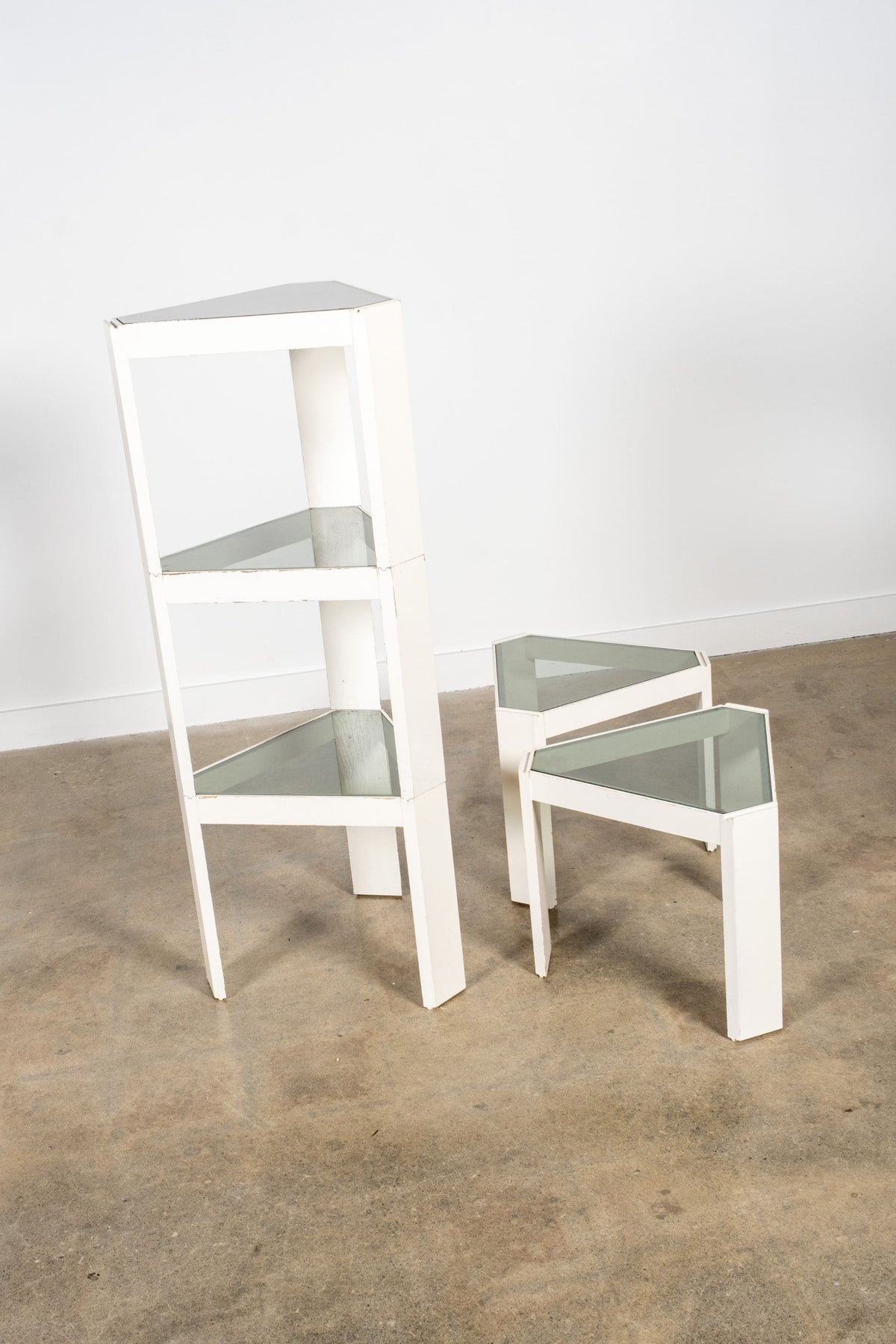 Tony' Triangular Side Table with Wood Frame