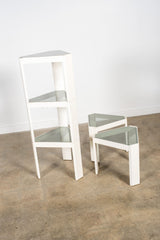 Tony' Triangular Side Table with Wood Frame