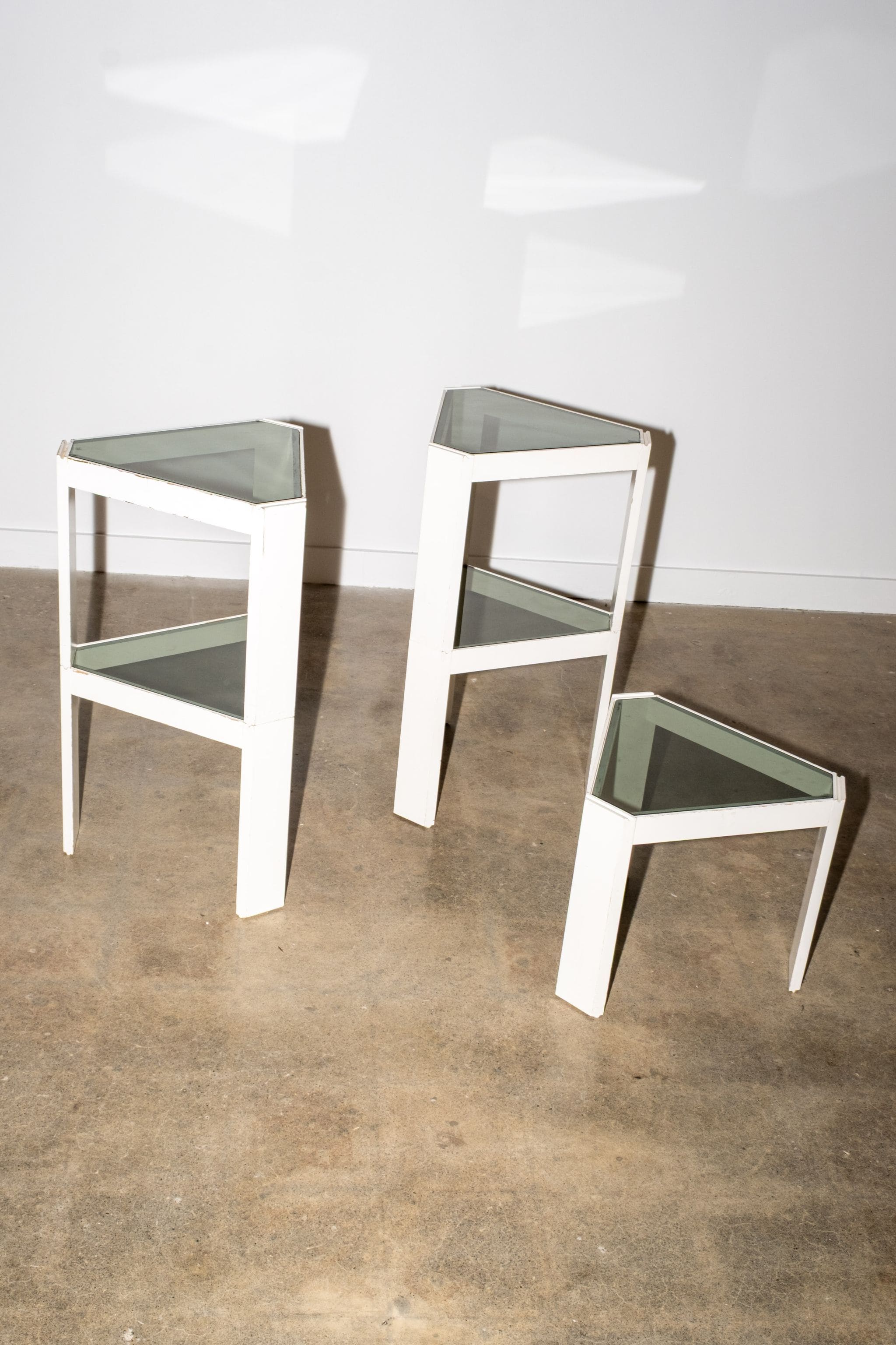 Tony' Triangular Side Table with Wood Frame