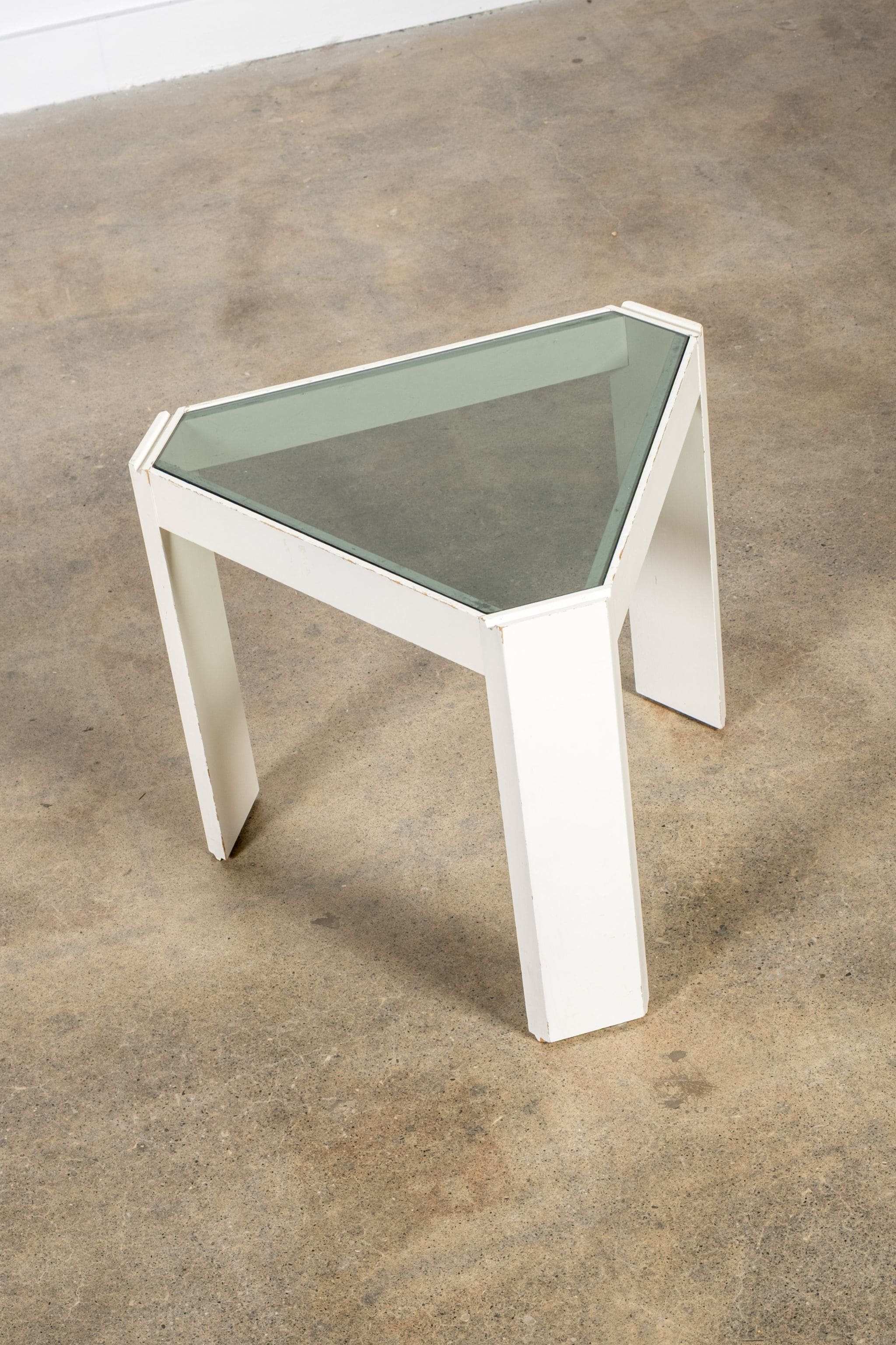 Tony' Triangular Side Table with Wood Frame