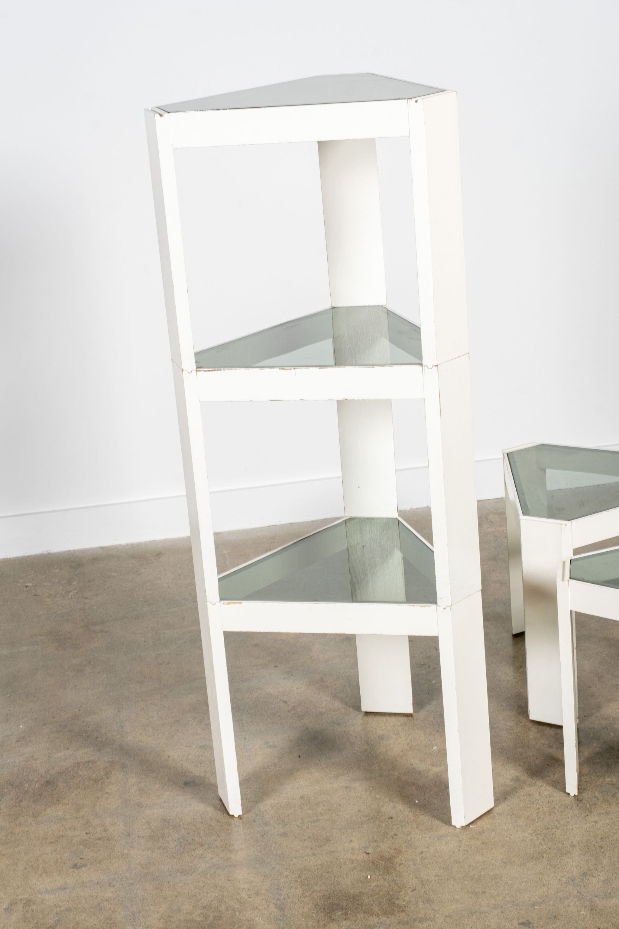 Tony' Triangular Side Table with Wood Frame