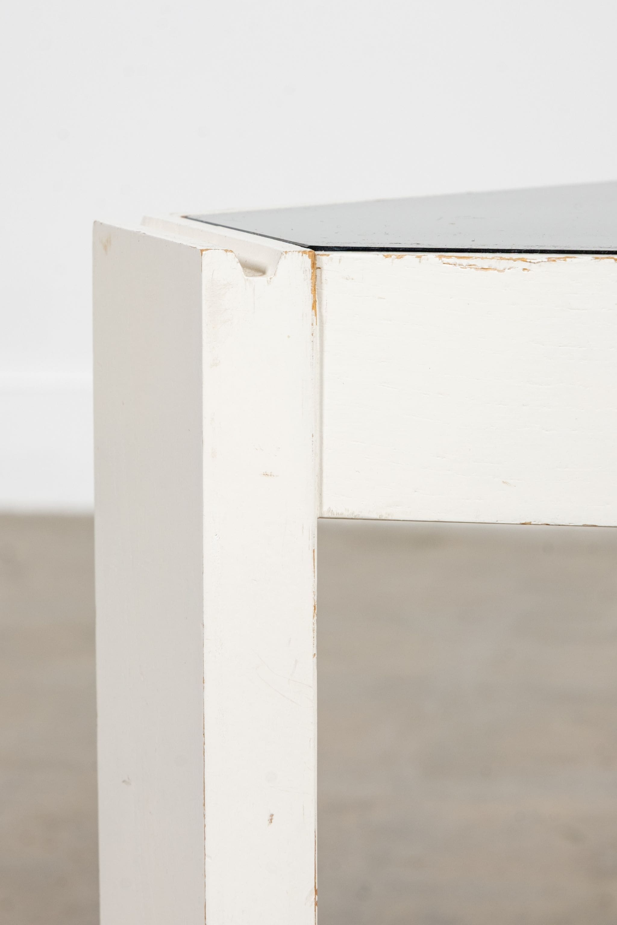 Tony' Triangular Side Table with Wood Frame
